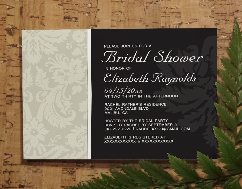 Ivory Damask Bridal Shower Invitation Template By Invitationsnob