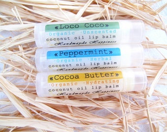 Organic Lip Balm / Coconut Oil Lip Balm / Beeswax lip balm / Organic Lip Balm