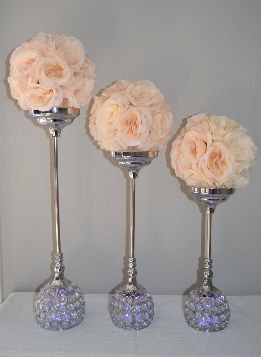 Crystal Candle Holder SET OF 3 Silver Bling by KimeeKouture