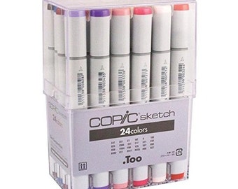 24 Copic Markers Sketch Artist Set; Copic Sketch Drawing Set of 24 Pens; Copic Manga, Anime, Drawing Markers Set