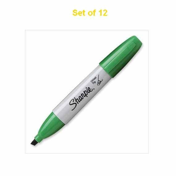 12 Sharpie Permanent Green Markers Chisel by HandmadeCraftSupply