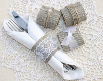 Burlap Wedding Napkin Rings Rustic Wedding Decor by FriendlyEvents