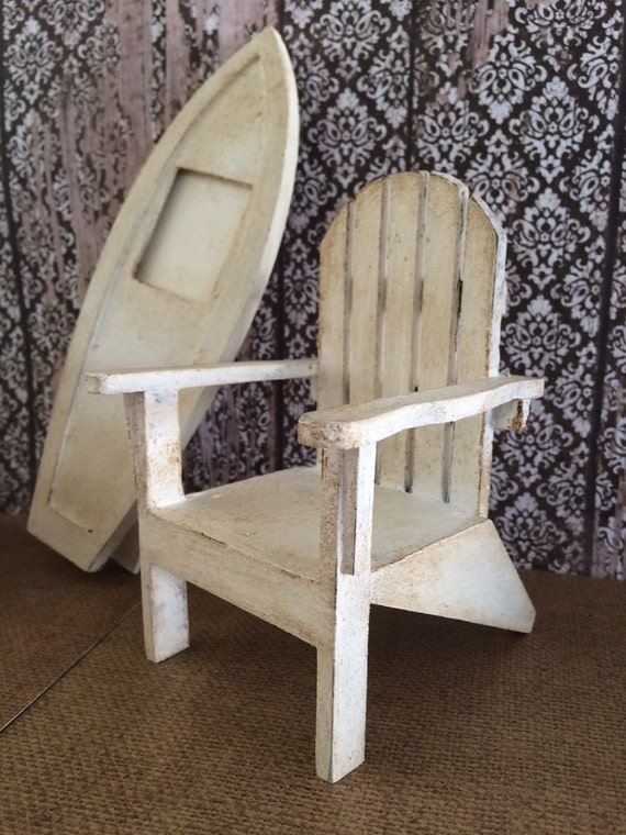 Hand Painted and Aged Miniature Wooden Beach Chairs With