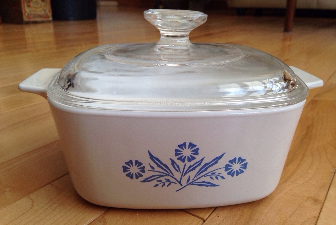 Corning Ware Cornflower Blue Pattern Casserole Dish with Lid ~ Vintage ...