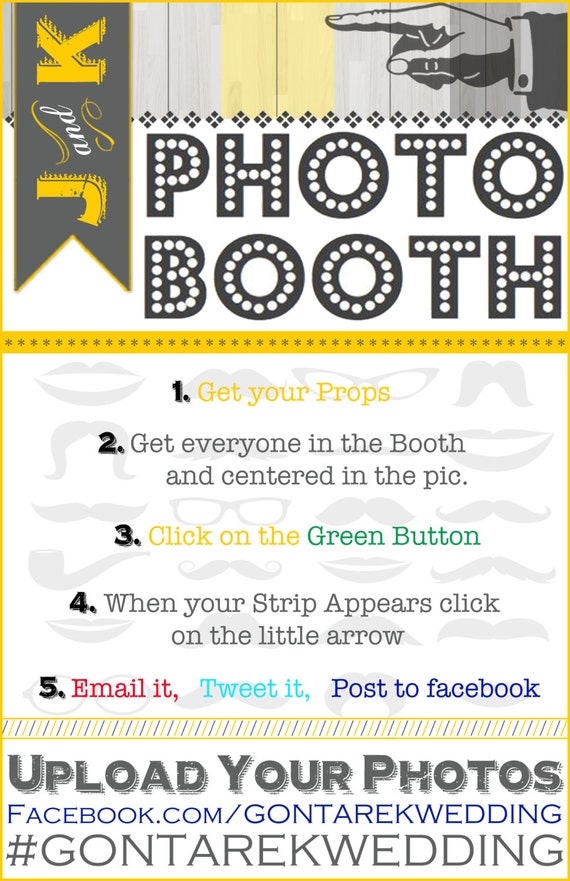 Photo Booth Sign with Instructions by JTGgraphicDesign on Etsy