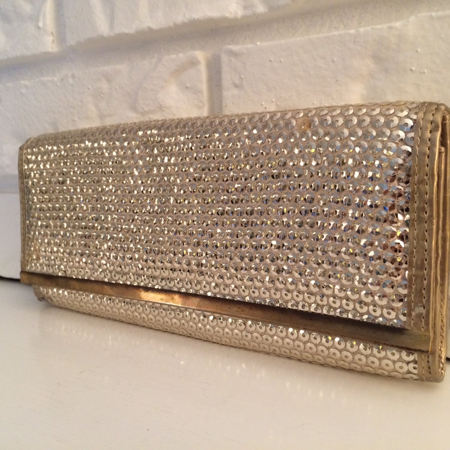 Vintage Metallic Clutch Purse// Vintage Clutch// Vintage Gold Purse