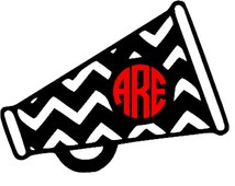 ties pom pom hair Monogrammed Megaphone Cheer Decal Chevron