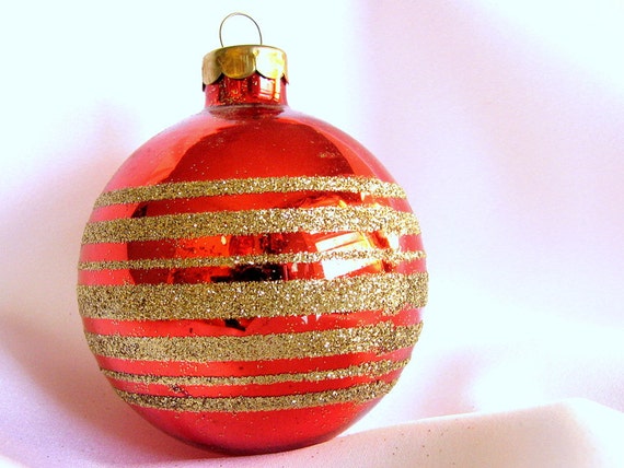 vintage red christmas ornament gold striped by vintage red christmas ornament gold striped by
