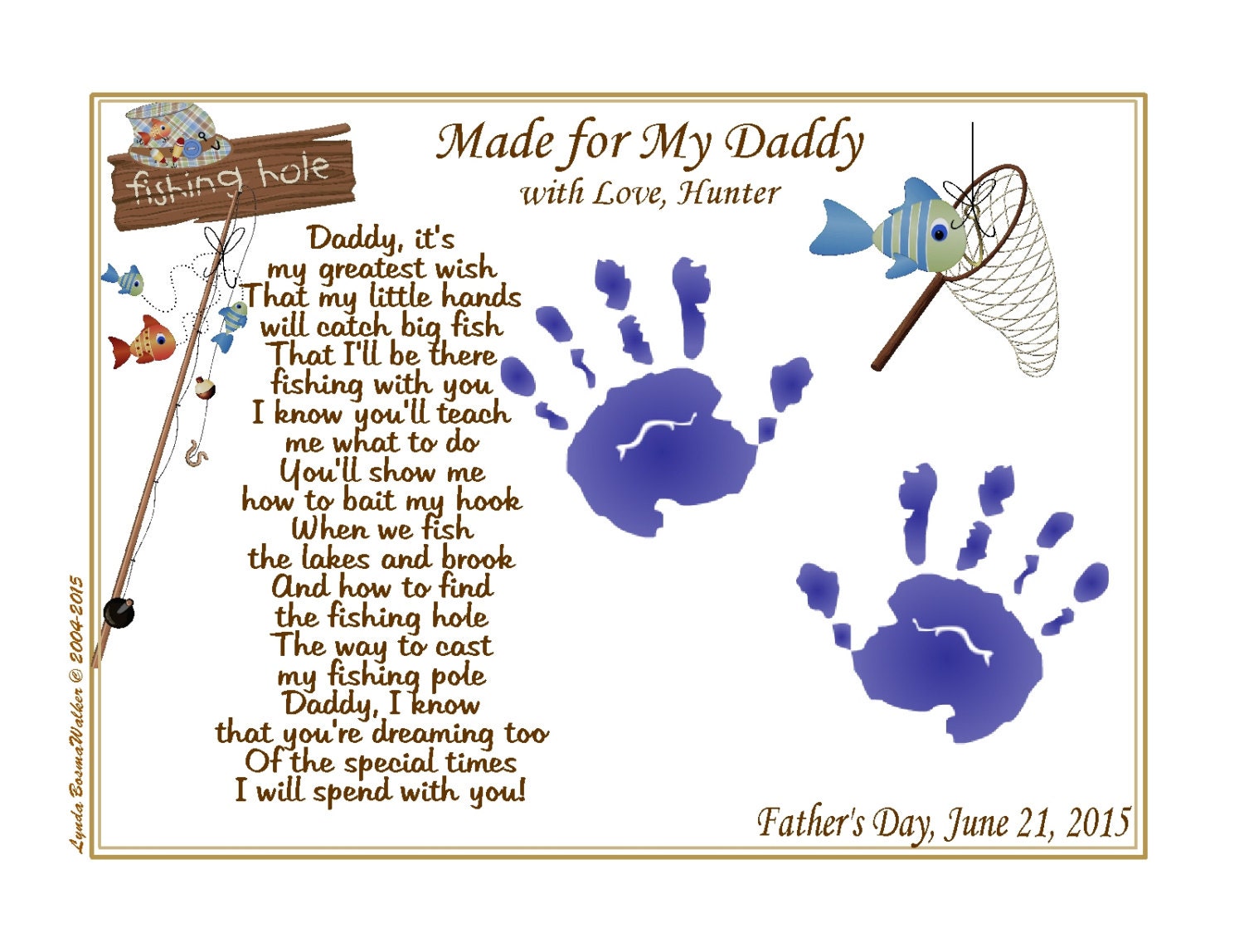 DADDY Teach Me FISHING Personalized Poem 8 x 10 by