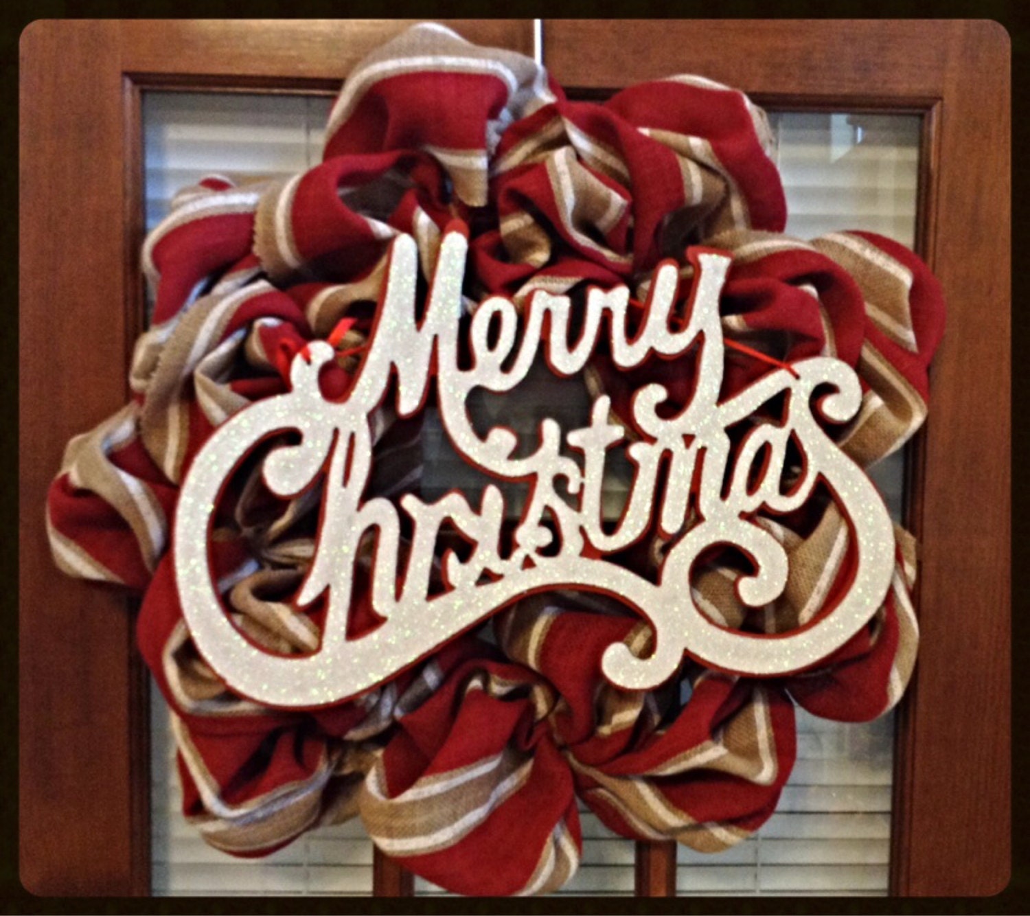 Items similar to Merry Christmas wreath! Simple Rustic Burlap Christmas