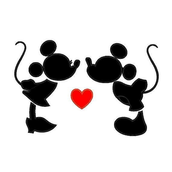 Minnie & Mickey Kissing Applique Design in 3 by Cloud9Embroidery