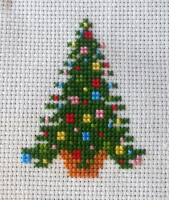 Items similar to Christmas tree miniature cross-stitch on Etsy