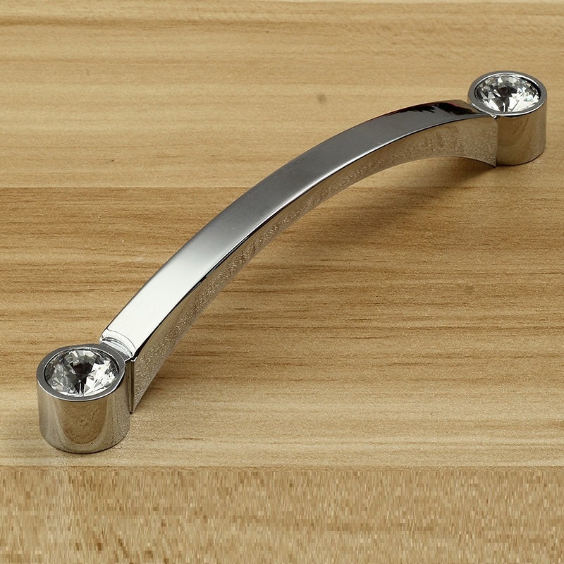 Glass Dresser Pulls Drawer Pull Handles Gold Silver / Crystal