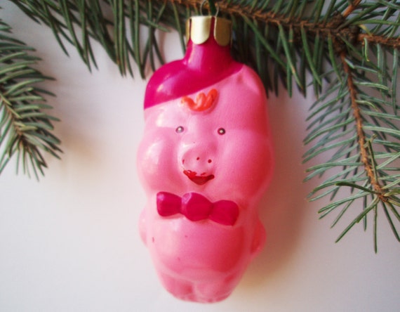 pink pig christmas glass ornament antique by jinglebellsstore pink pig christmas glass ornament antique by jinglebellsstore