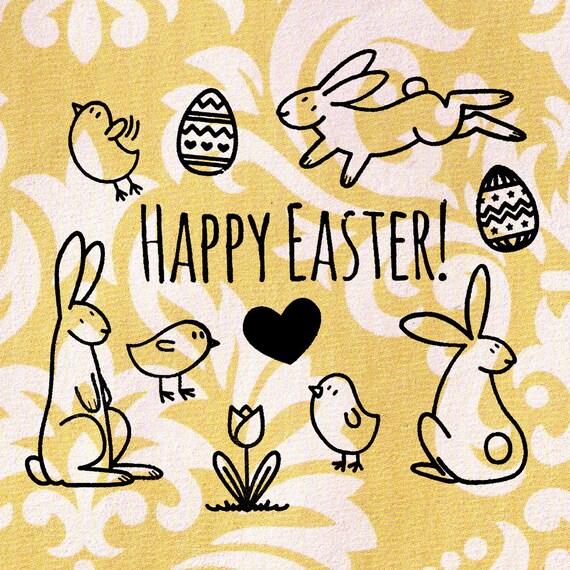 Easter Stamp Kit 11 Wood Mounted Rubber Stamps