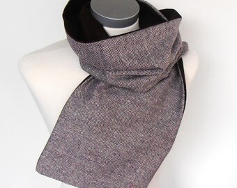 Men's scarf with brown herringbone, scarf wool, winter scarf, gift men