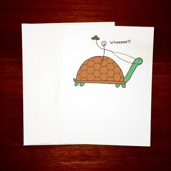 Funny Thinking of You Card - Just Because Card - Turtle Rodeo