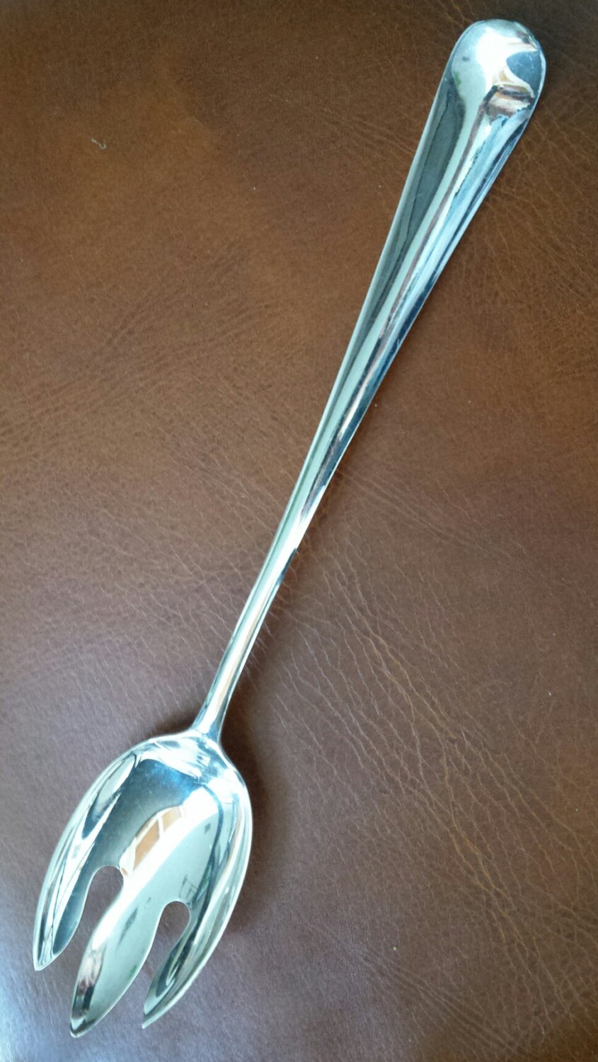 Vintage GERITY Silver G48 Large Solid Serving Fork 13 1/8