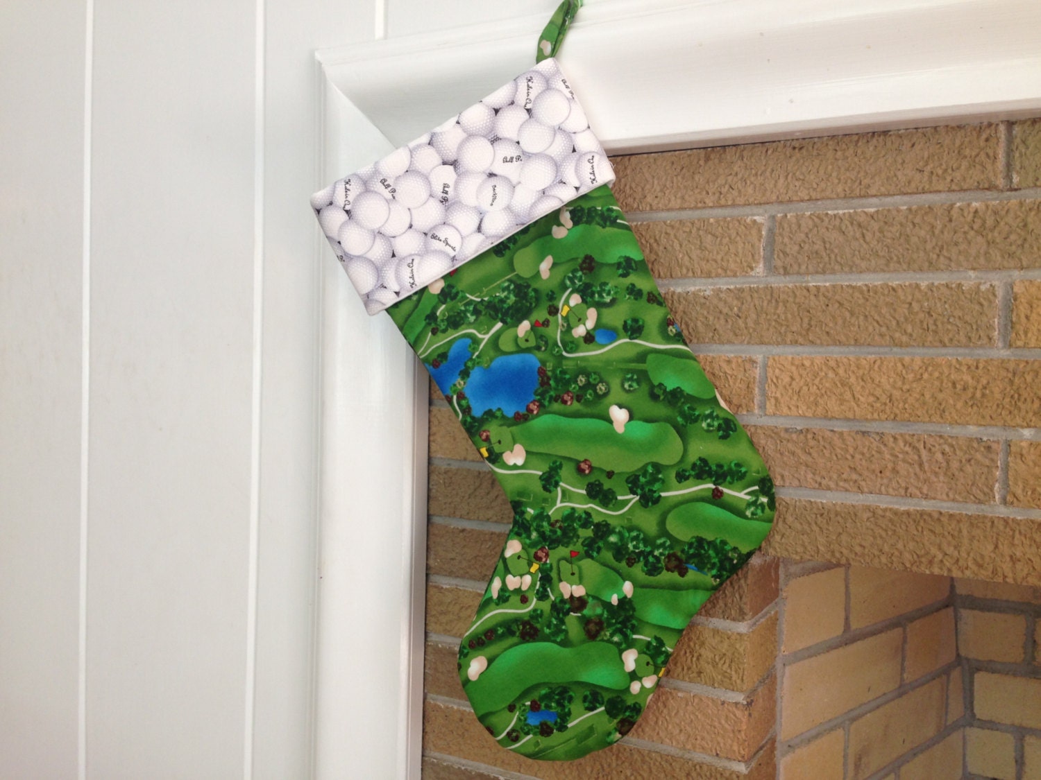 Golf Course Christmas Stocking Aerial View of by MyMothersPurls