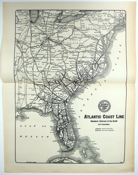 Original 1928 Atlantic Coast Line Railroad System Map