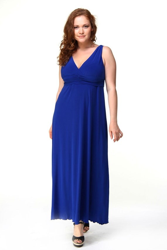 Items similar to Plus Size -Sapphire Blue Wedding Dress,Maxi Summer ...