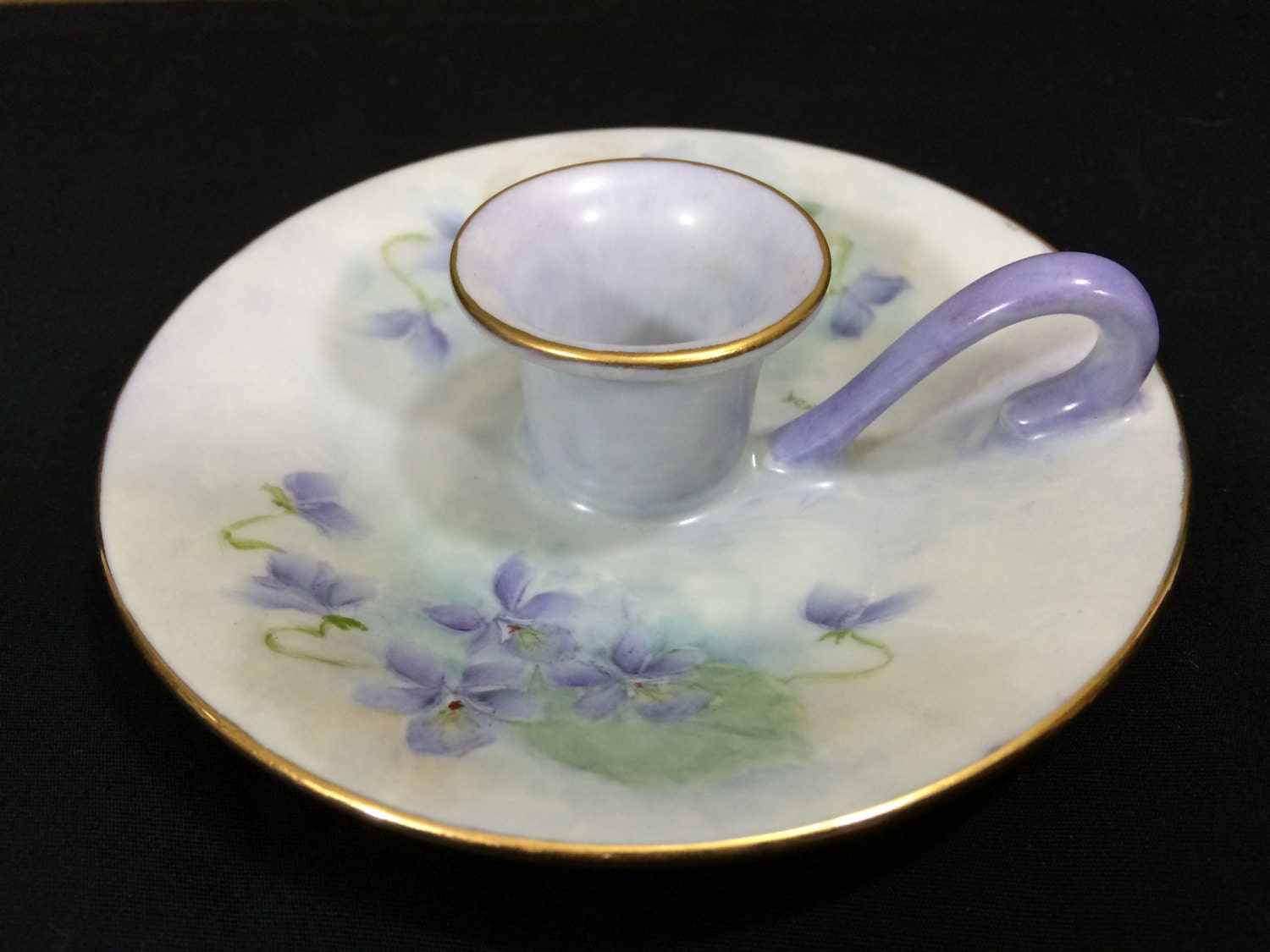 Vintage Porcelain Candle Holder Saucer And by AdoptAKeepsake