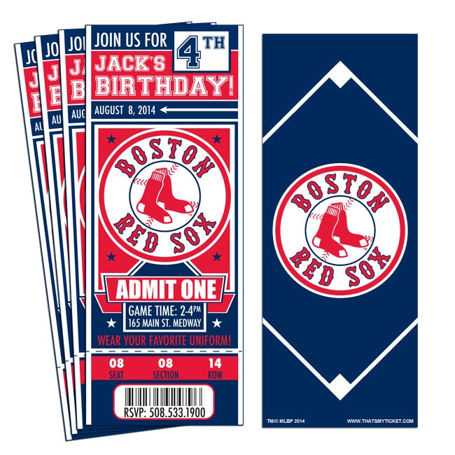 12 Boston Red Sox Custom Birthday Party Ticket by ThatsMyTicket