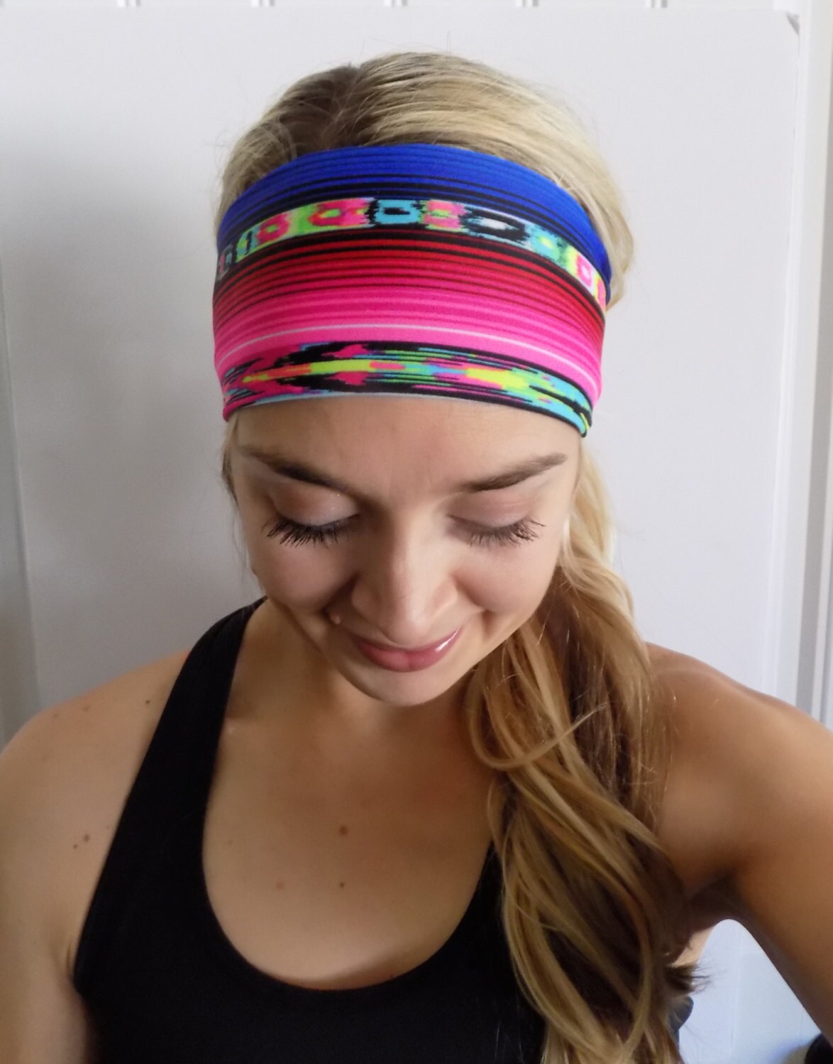 Neon Navajo headband fun bright hues running headband by BellaFit
