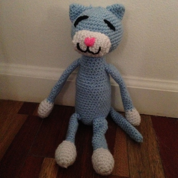 Sky Blue Cuddly Kitty Cat Doll, Gift for Child, Blue Cat Lovey, Childrens Toy, Kids Stuffed Animal, Kids Lovey, Baby Blue Cat, Birthday Gift