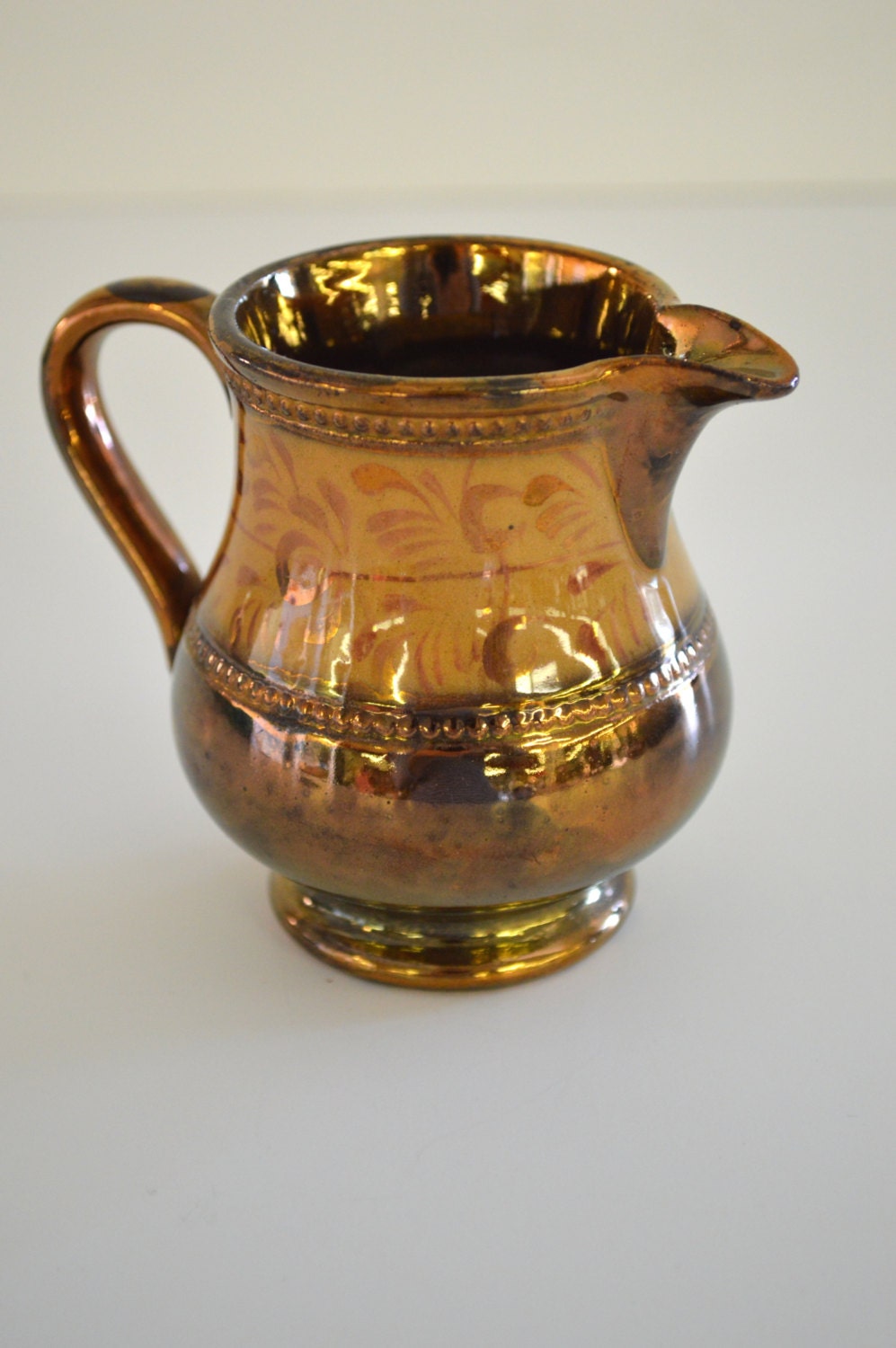 Vintage Copper Lusterware Creamer Pitcher Haute Juice