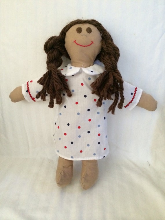 Handmade rag doll yarn hair rag doll old fashioned by EdieandEvies
