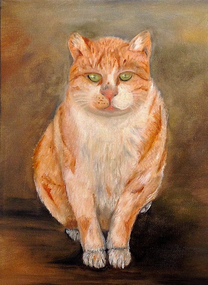 RED HAIRED CAT Beautiful original art work of a cat oil