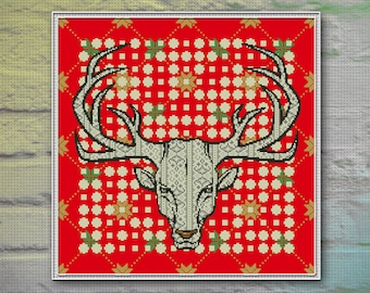Deer cross stitch Etsy European mount board deer mount board with state deer