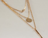 Gold Layer Necklace, Gold Necklace, Gold Bar Necklace, Delicate Gold Layer Necklace