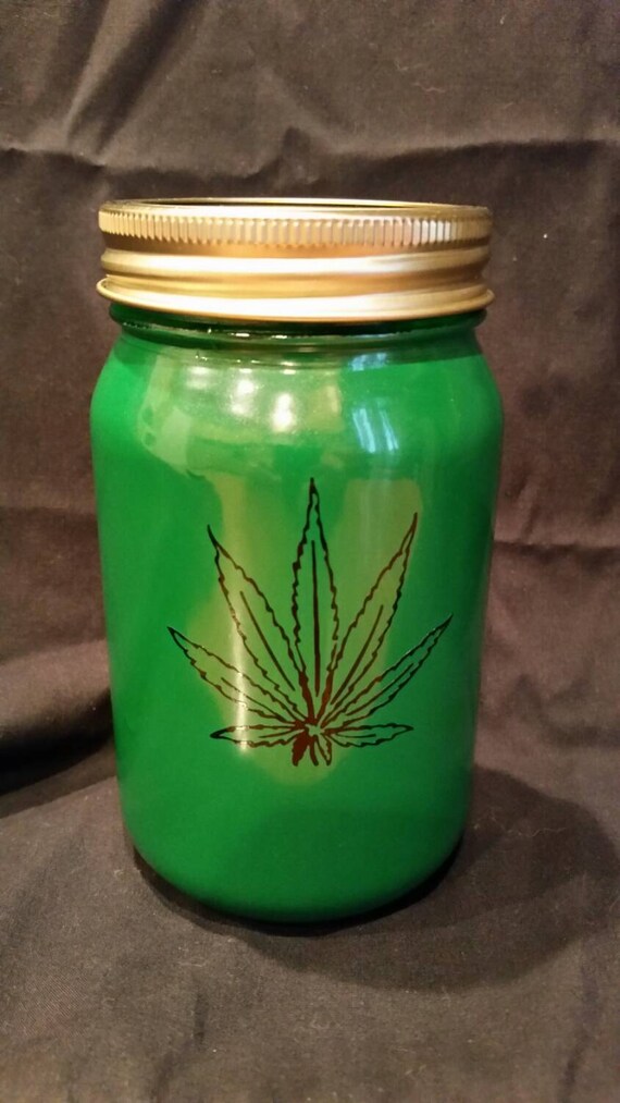 Items similar to Mature Mason Jar Weed Leaf Stoner Stash Can on Etsy