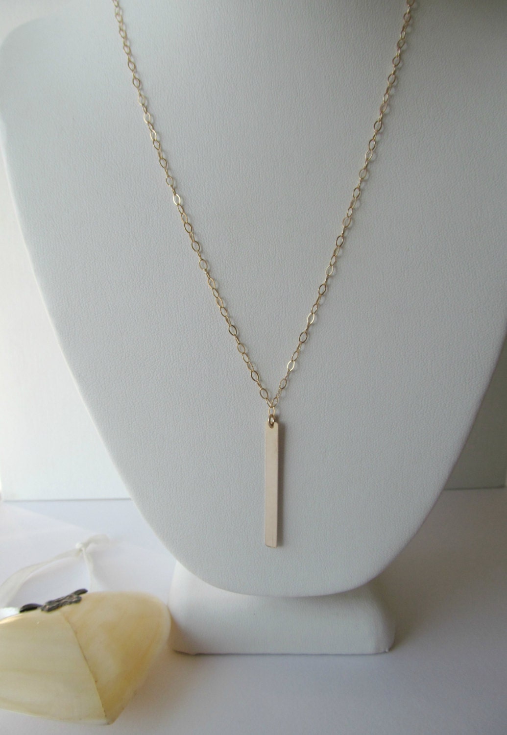 Vertical Gold Bar Necklace/ Long Gold Bar Necklace/ by TheGoldBar