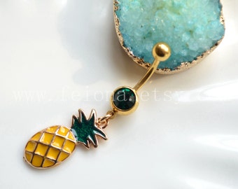 Pineapple belly button ring, Navel Piercing, friendship belly rings, Gold Dangle Belly Ring , Women Belly Button Piercing, belly jewelry