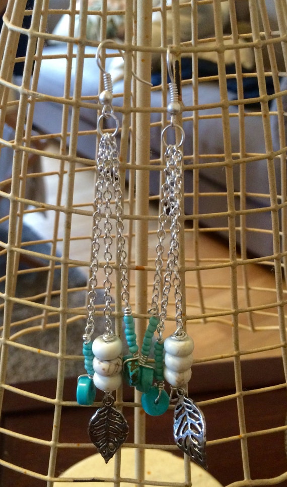 Items similar to Hanging Leaf Earrings on Etsy