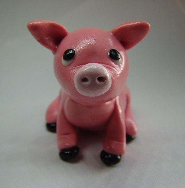 Pink Pig Miniature Polymer Clay Pig Animal Figure Il Fullxfull.721334063 Pedu