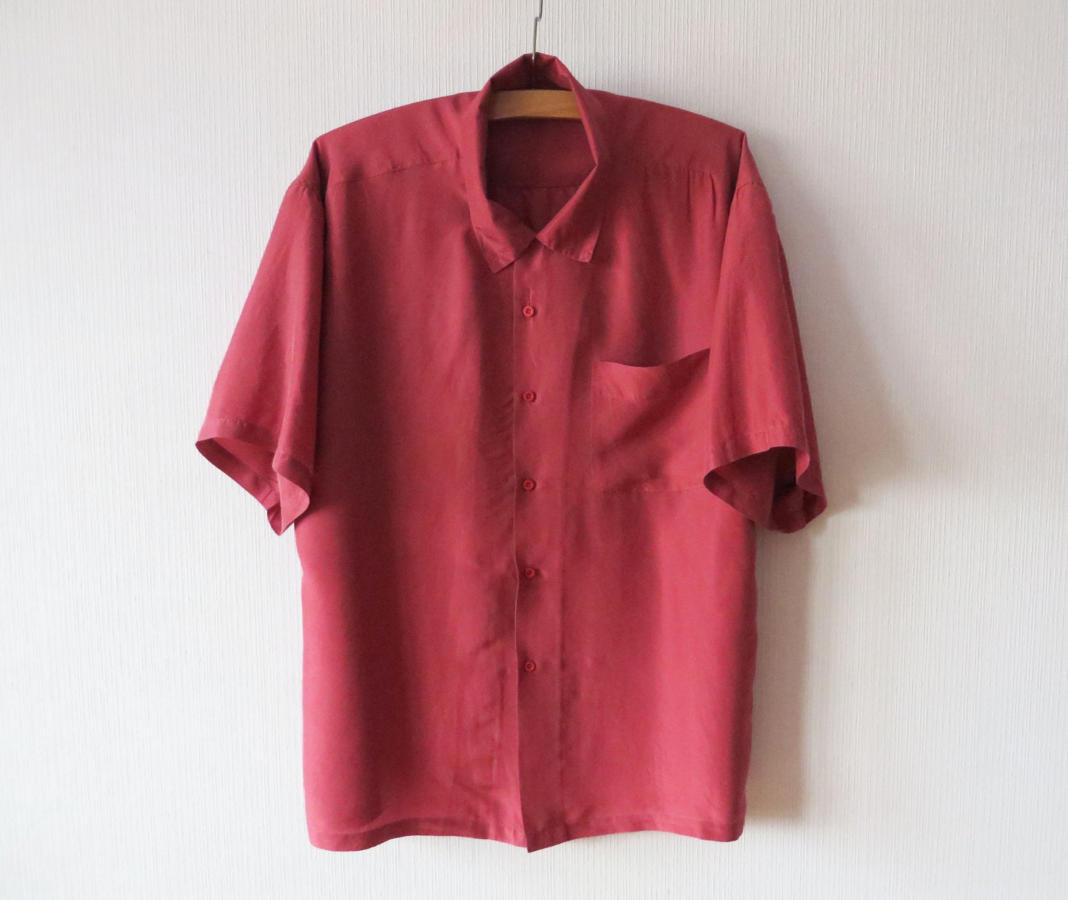 red silk shirt men