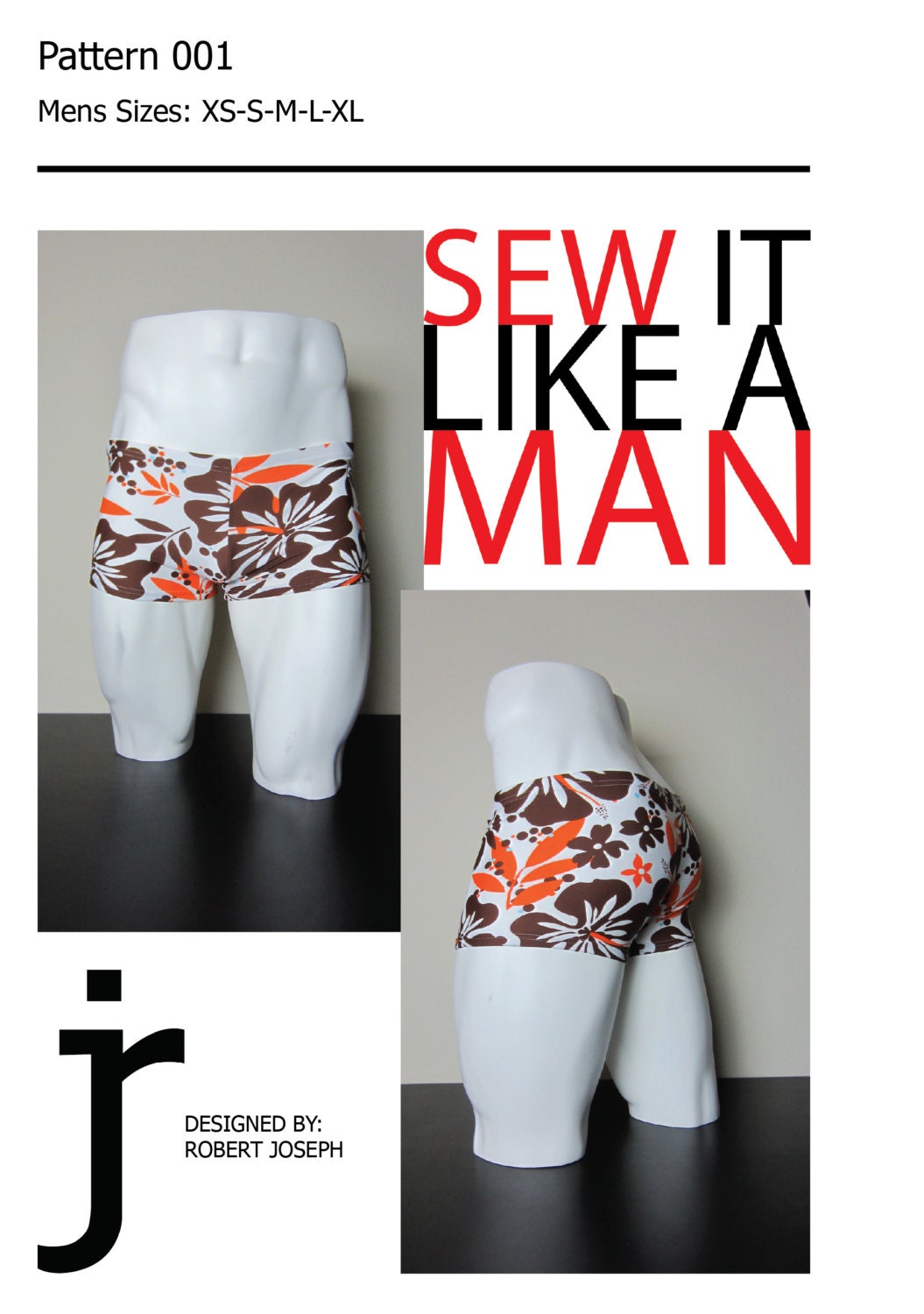 Mens Square Cut Swim Trunk Yoga Short Sewing Pattern