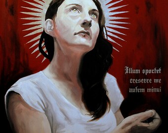 Dark Religious Icon Fine Art Print 'Kenosis' (Giclee - Gothic - Silver Leaf - Icon - Saint - Heaven & Hell - John the Baptist)