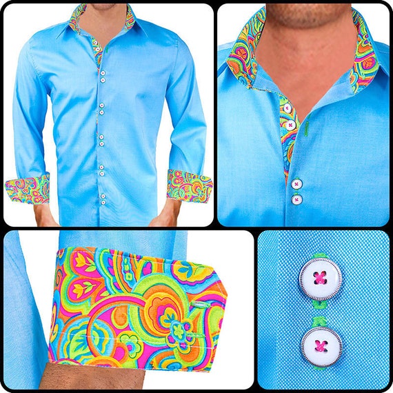 Bright Colored Mens Designer Dress Shirt Made To Order