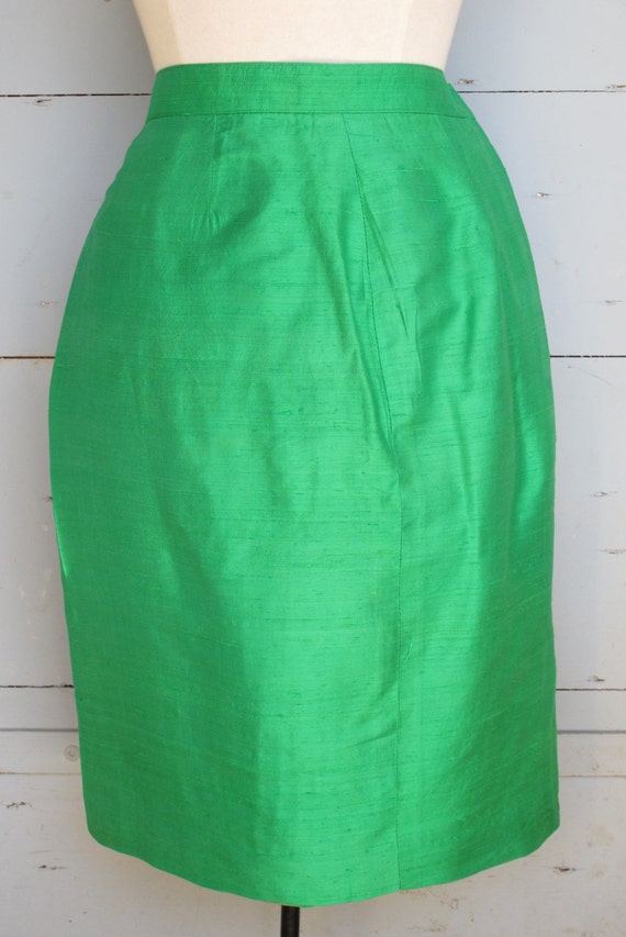Emerald green Silk Pencil Skirt
