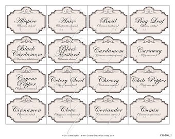 Spice and Herb Labels - 4 Digital Collage Sheets - Print It Yourself ...