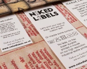 100 x Wash Care labels custom sew-in labels custom fabric labels - Performance Nylon for textile with FREE cutting
