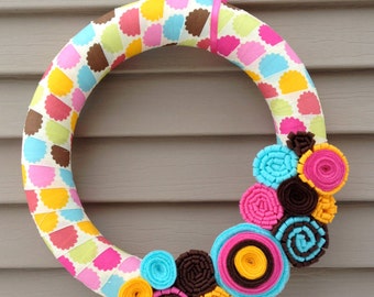 Easter Wreath - Spring Wreath - Felt Flower Wreath - Summer Wreath - Easter Wreath - Spring Decor - Felt Flower Wreath - Flower Wreath -Felt