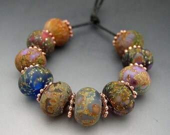 Naos Glass Lavish Garden Set Made To Order Handmade Lampwork Beads SRA Blue Pink Green