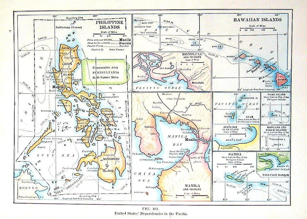 Small Antique Map Map of the Philippine Islands Hawaiian