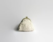 Coin Purse Kiss Lock Knitted with White Cotton